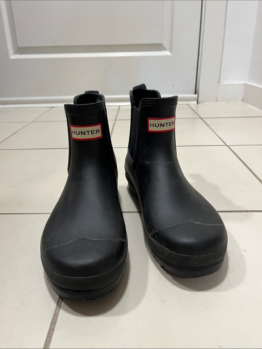 Hunter Black Chelsea Rain Ankle Boots
